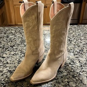 Jeffrey Campbell Rancher Knee High Western Boots Beige Suede Size 9 NWOT